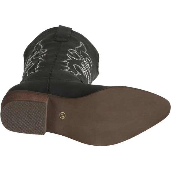 J's.o.l.e Women Black Cowgirl Boots Cowboy Pointed Toe Wide Mid Calf - Picture 5 of 8